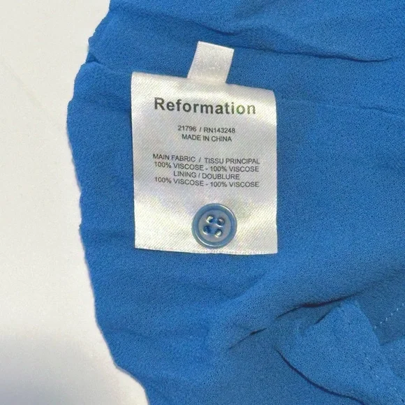 Reformation Nantes Floral Blue Midi Dress Sz 2 - Picture 6 of 8